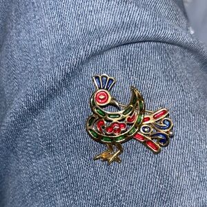 Trifari Multicolor Bird Brooch